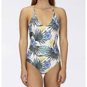 Hurley Women's Reversible Lanai One Piece Swimsuit sz S Palm Fronds